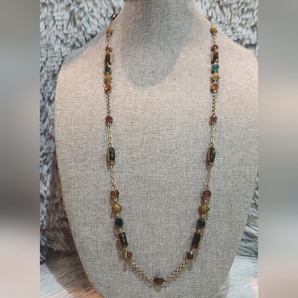 Avon Gold & Multicolor Gemstone Necklace